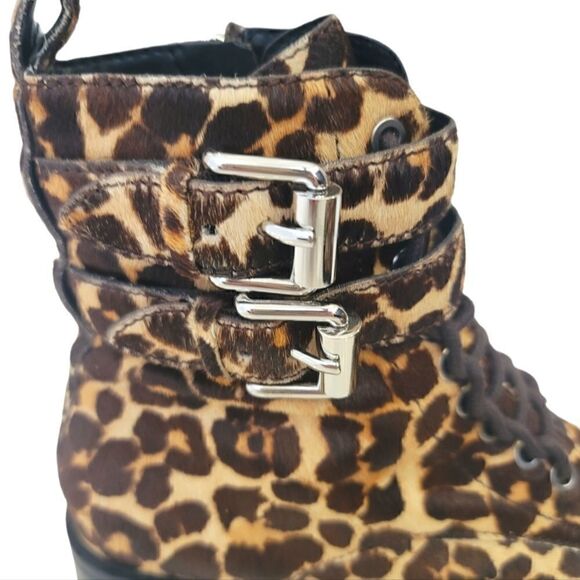 Rebecca Minkoff Leopard Combat Cow Fur Boots - Size 6.5 - NWOT - Picture 2 of 8